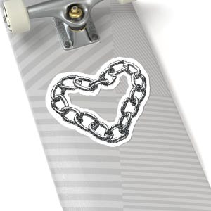 Adesivo de corrente de coração, adesivos de arte ousados para laptop, decoração, presente para amigos, estética alternativa, adesivos de vinil, design pontilhado desenhado à mão