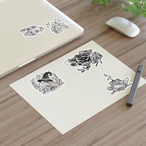 Frosch-Aufkleber Blatt handgezeichnet, Geschenke für Naturliebhaber, Journaling Dekor, lustiges Bastelmaterial, Wandkunst, einzigartiges Schreibwaren