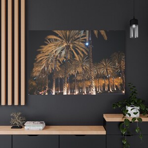LA Nights Palm Trees Night Canvas Print, Tropical Home Decor, Wall Art, Gift for Nature Lovers, Summer Vibes, Boho Style