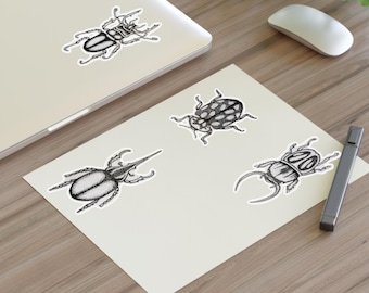 Beetle Sticker Pack: Hand-Drawn Vintage Bug Stickers