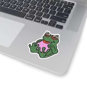 Gekochter Frosch Aufkleber, spielerische Frosch-Kunst, Laptop Aufkleber, Vinyl-Aufkleber, süße Tieraufkleber, lustiges Frosch-Design
