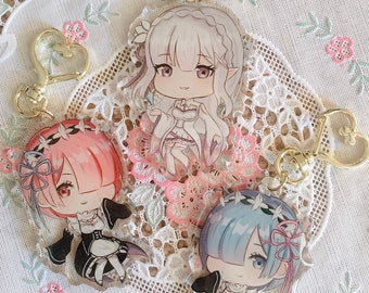 RE:ZERO Acrylic Charms Rem Emilia Ram