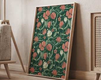 Morris Garden Poster, Abstract Poster Flowers, Floral Print, Art Nouveau Print, William Morris Poster, Botanical Wall Art, Floral Wall Art