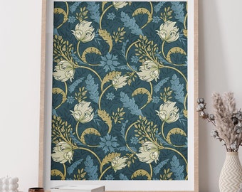 Morris Garden Poster, Abstract Poster Flowers, Floral Print, Art Nouveau Print, William Morris Poster, Botanical Wall Art, Floral Wall Art