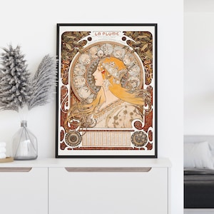 Alphonse Mucha Zodiac La Plume, Mucha Print Zodiaque La Plume, Mucha Poster Vintage, Mucha Exhibition Poster, Mucha Art Print,La Plume Print