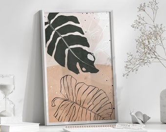 Plant Illustration, Colorful Poster, Print Wall Art, Leaf Print, 18x24 Poster, Floral Wall Art, Wall Art Boho, Poster Art, Minimalist Poster
