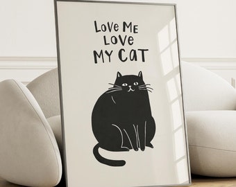 Cat Drawing, Abstract Cat Poster, Cat Quote Print, Wall Art, Kitten Illustration, Modern Wall Art, Funny Cat, Minimalist Art, Serial Poster