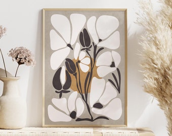 Floral Wall Art, Wall Art Boho, Flower Illustration, Botanical Wall Art, Wall Art Trendy, Poster Art, Room Poster, Flower Poster, Leaf Print