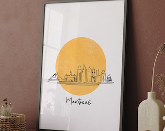 Montreal Skyline Poster, Single Line Drawing Poster, Cityscape Wall Decor, Montreal Cityscape Poster, Single Line Poster, Montreal Wall Art