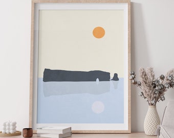 Rocher Percé-poster, moderne minimalistische landschapskunstafdruk