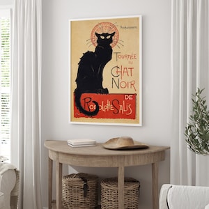 La Tournée du Chat Noir Wall Art Print, Vintage Black Cat Poster Reproduction for Home Decor and Gift, Theophile Alexandre Steinlen Artwork