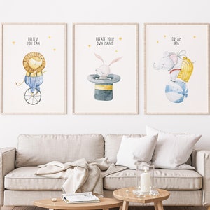 Safari Nursery Decor Circus Baby Animal Prints Safari Nursery Art Inspirational Quote Prints Safari Animals Safari Circus Nursery Prints Set