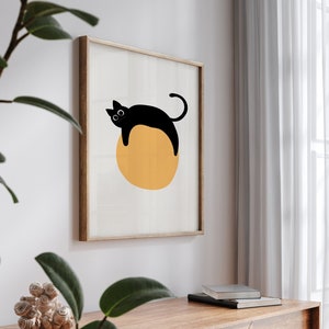 Cat Drawing, Kitten Illustration, Sleeping Cat Poster, Modern Wall Art, Funny Cat, Mid Century Modern, Wall Art, Minimalist Art,SerialPoster