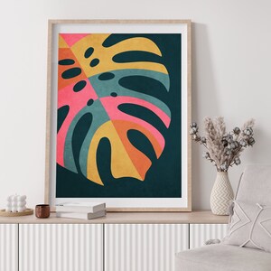 Boho Abstrakte Tropische Blatt Kunst Bunte Boho Blätter Dekor Abstrakte Blatt Kunst Bunte Boho Abstrakte Kunst Lounge Botanische Zeitgenössische Wand