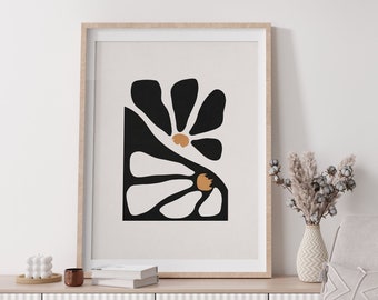 Abstract Groovy Floral Print, Groovy Wall Art, Modern Home Decor, Housewarming Gift, Minimalist Wall Art, 70s Retro Decor, Living Room Decor
