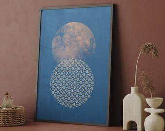 Rising Sun Art Print, Circle Japanese Pattern Poster