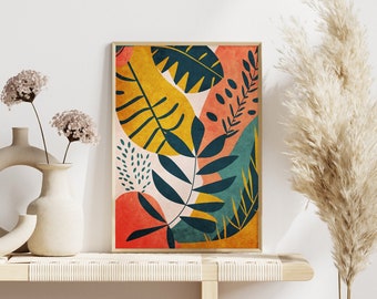 Bold & Colorful Abstract Floral Print, Maximalist Wall Art, Modern Home Decor, Abstract Flower Poster, Teen Bedroom Decor, Apartment Decor