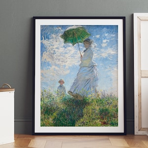 Monet Painting Madame Monet and Her Son, Monet Print Woman with a Parasol, Monet Poster Vintage, Monet Exhibition Poster, Monet Art Print