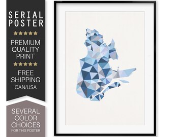 Quebec Map Print, Map Quebec, Low Poly Map, Map Poster, Minimalist Art, Quebec Art Print, Colorful Poster, Map Triangles, Serial Poster