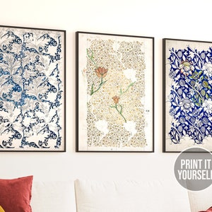 William Morris Set of 3 Wall Art Prints, Botanical Printable Art, Morris Botanical Wall Art, Instant Download, Printable William Morris Art