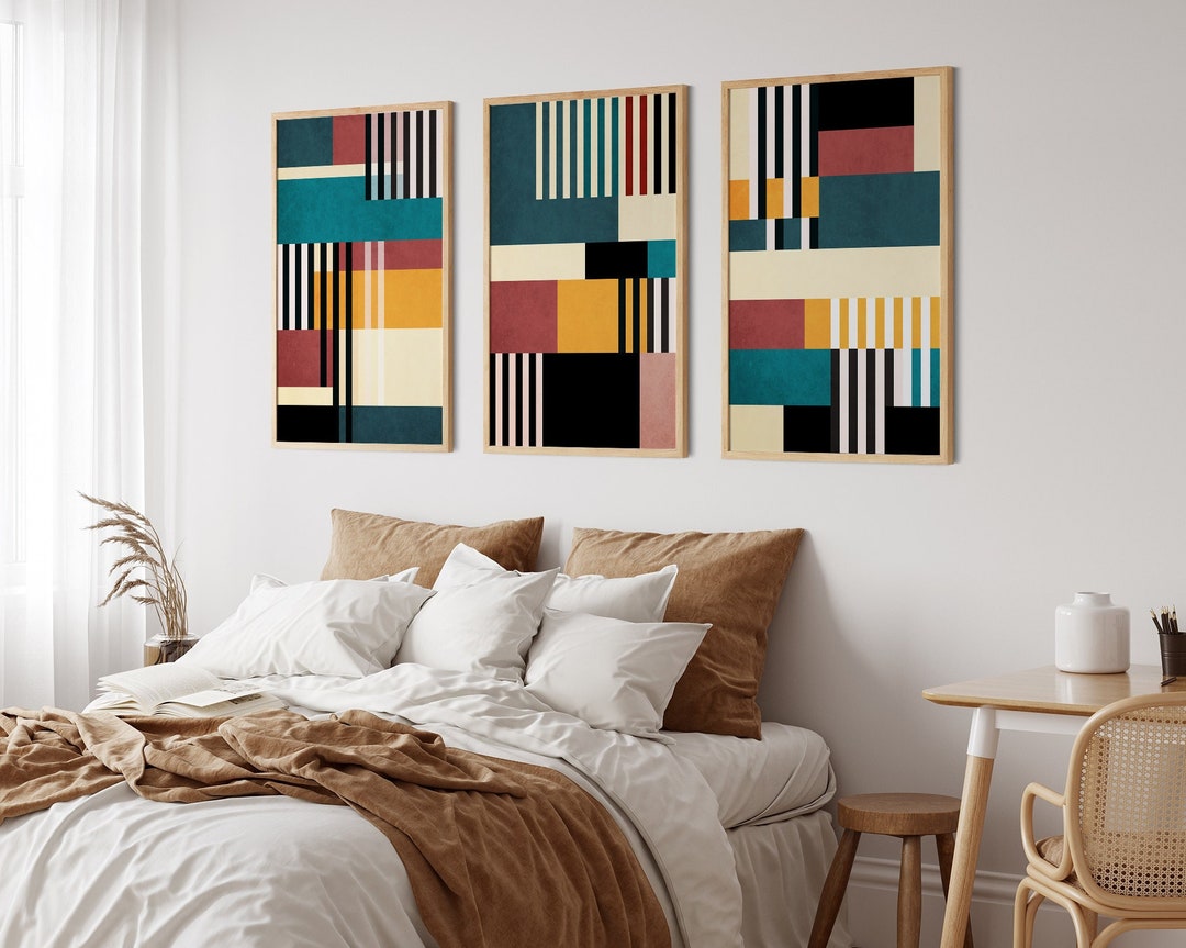 Set of 3 Prints Abstract Wall Art Set of 3 Colorful Wall Decor Modern ...