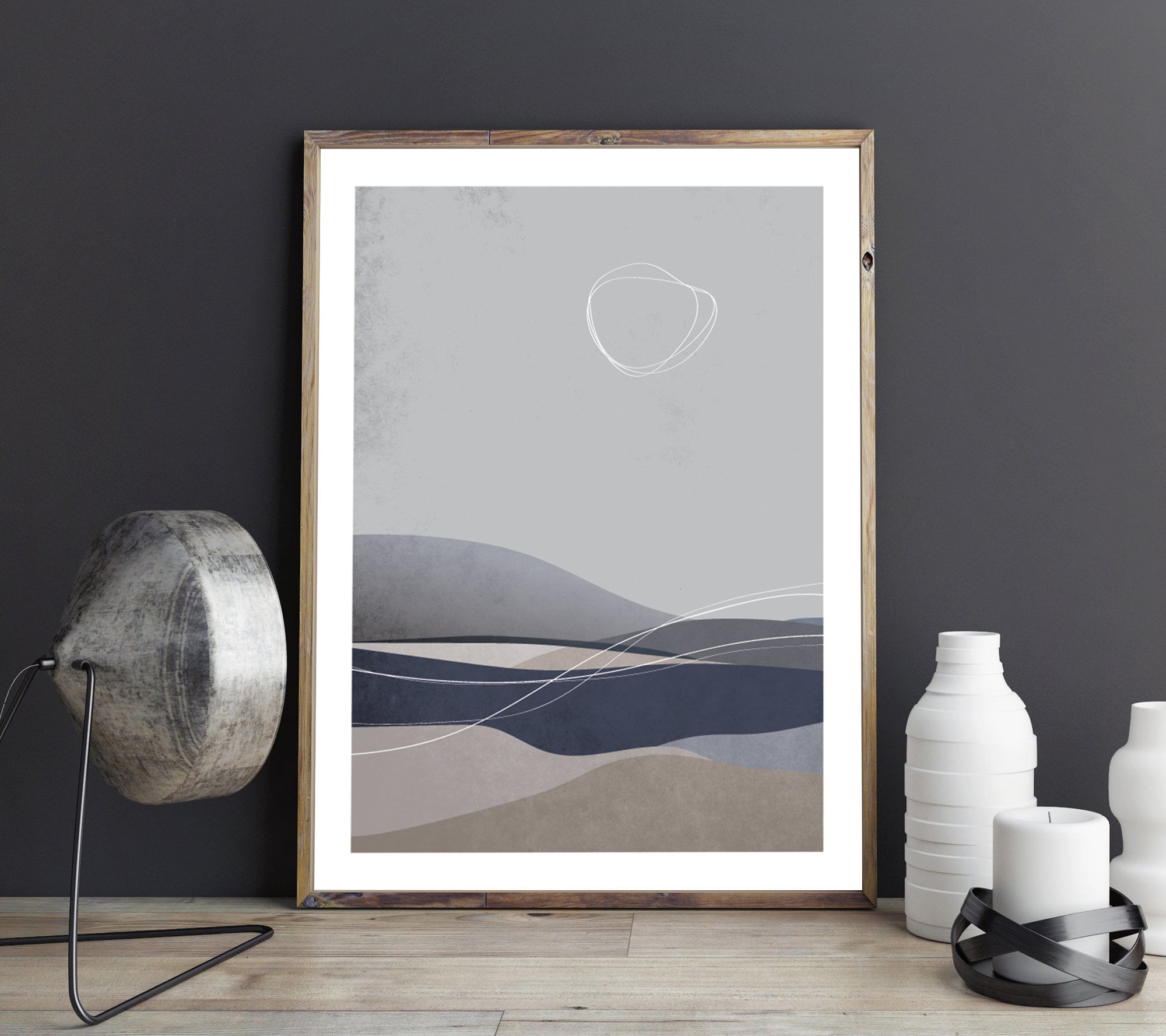 Minimalist Landscape Art Print, Mid Century Modern, Abstract Wall Decor ...