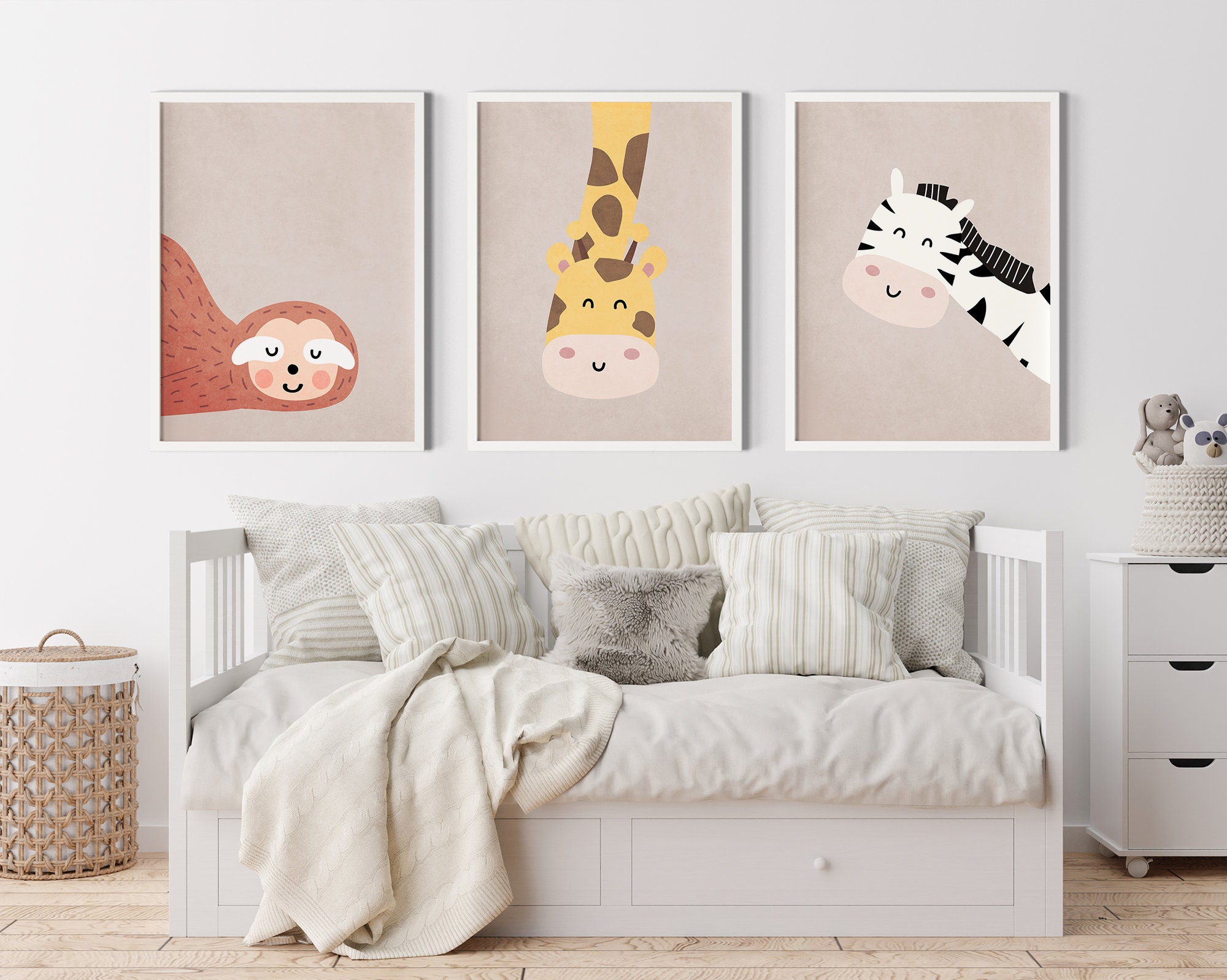 Safari Animals Nursery Wall Prints Set of 3 Printable Cute Nursery ...