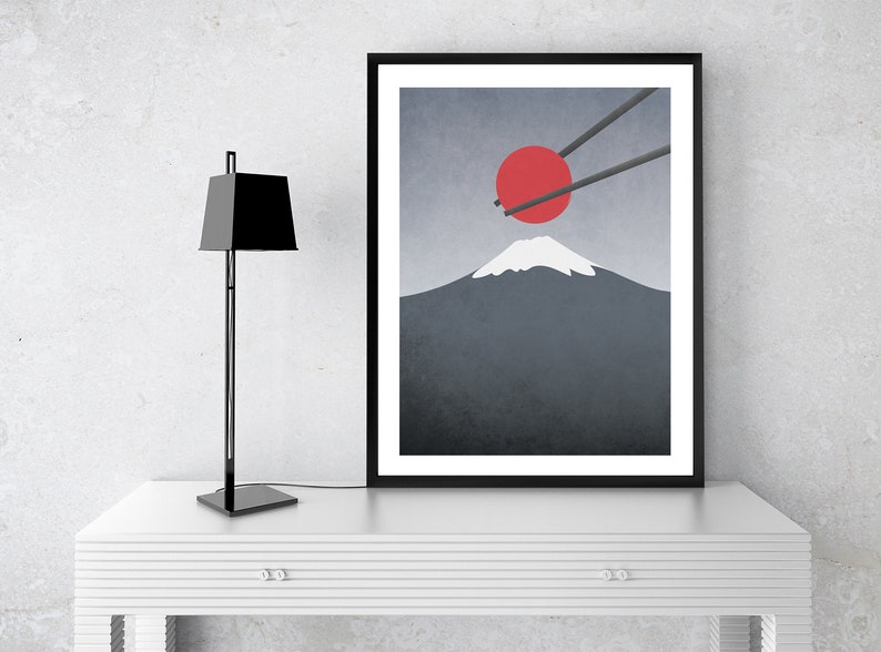 Mount Fuji Poster Japan Wall Art Japan Landscape Sushi Art | Etsy