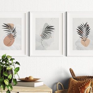 Set Of 3 Mid Century Modern Wall Art, Boho Print Set, Abstract Shapes, Neutral Minimalist Wall Decor, Boho Gallery Wall Art, SerialPoster
