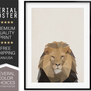 Lion Drawing, Poster For Children, LowPoly Art Print, Minimalist Art, Colorful Poster, Animal Drawing Print, Modern Art, Serial Poster