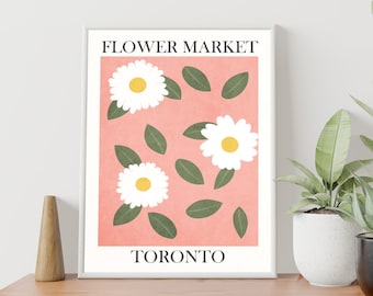 Lámina artística del mercado de flores de Toronto, póster botánico de flores silvestres