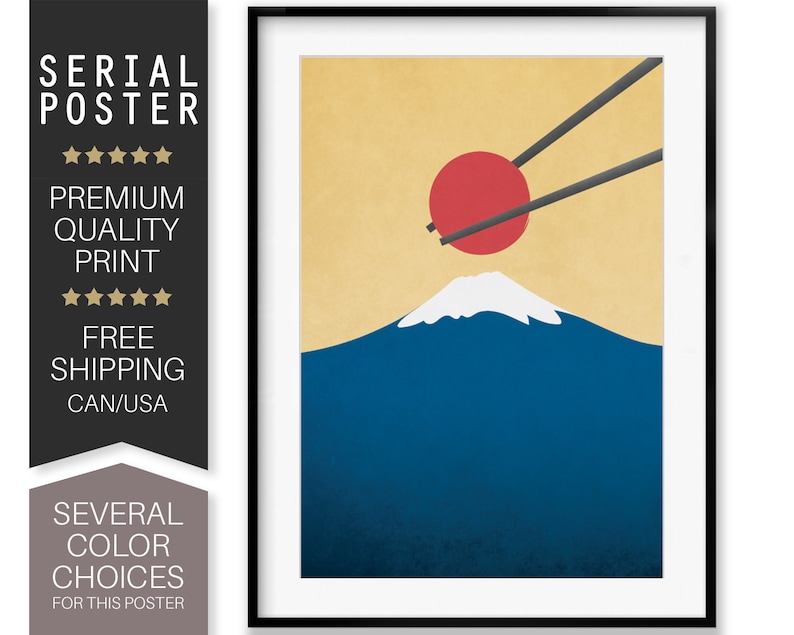Mount Fuji Poster Japan Wall Art Japan Landscape Sushi Art | Etsy