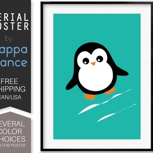 Pingüino, Arte de pared para niños, Ilustración de animales, Cartel para niños, Arte de vivero, Estampado de animales, Niños, Dormitorio infantil, Decoración de pared, por happa stance