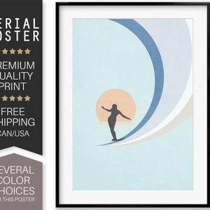 Surf Longboarder Poster, Surf Art, Surf Longboard Print, Colorful Poster, Modern Art, Surf Print, Surf Deco, Surf Illustration,Serial Poster