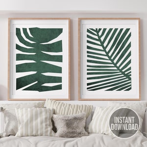 Set of 2 Modern Art Botanical Prints, Living Room Wall Art, Bedroom Prints, Neutral Wall Prints, Botanical Line Art, Floral Digital Download