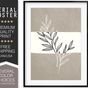 Mid Century Art, Botanical Print, Tropical Wall Art, Abstract Wall Art, Minimalist Print,Living Room Wall Art, Sun Wall Decor, Serial Poster
