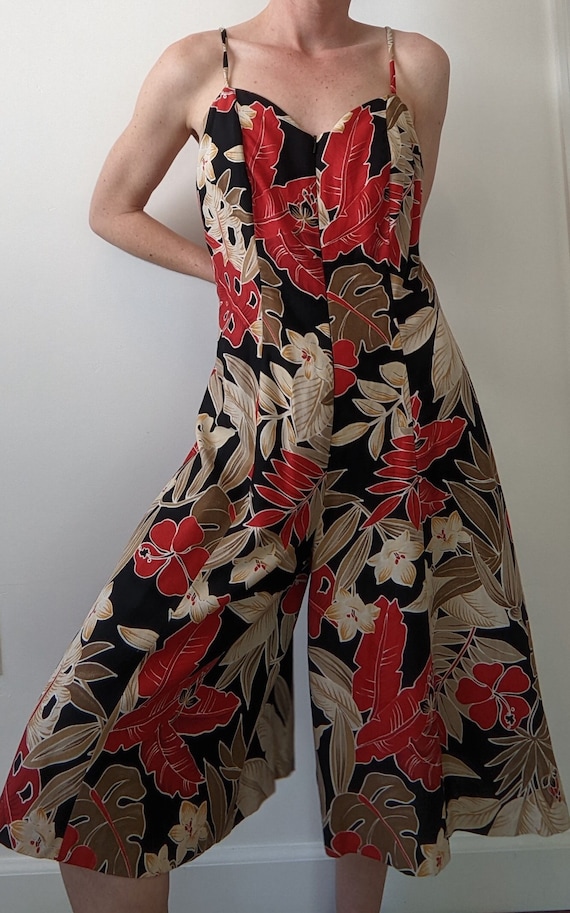 Tropical Print Spaghetti Strap Jumpsuit with Sweet