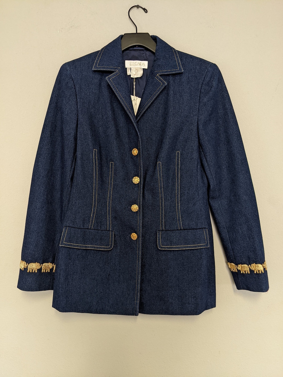 ESCADA by Margaretha Ley Vintage Denim Jacket With Gold