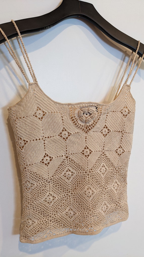 Vintage Crochet Lace Knit Spaghetti Strap Top