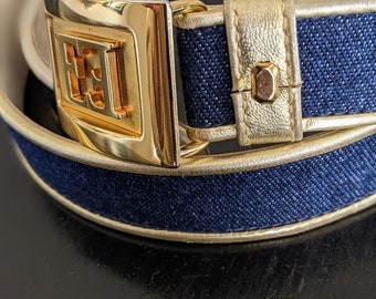 Escada Denim Strap Belt with Square Silver Buckle Escada | Accessories | Escada Statement Gold Buckle Belt  main image 3