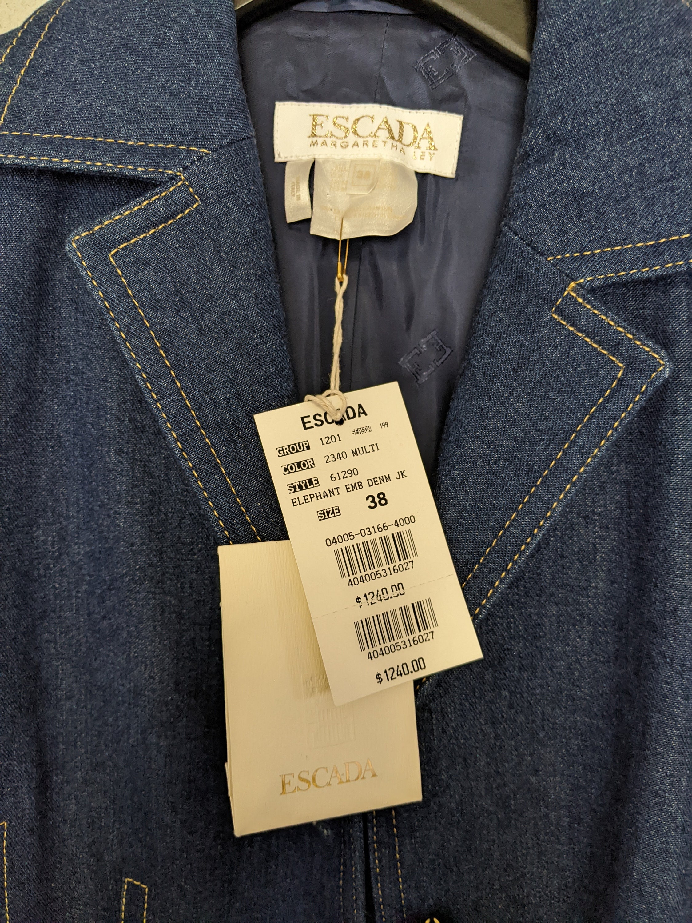ESCADA by Margaretha Ley Vintage Denim Jacket With Gold
