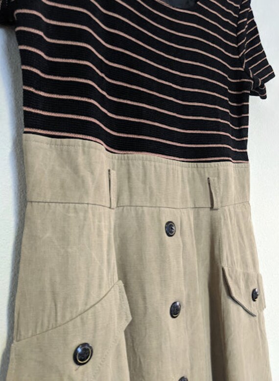 Vintage Midi Dress with striped knit bodice & but… - image 6