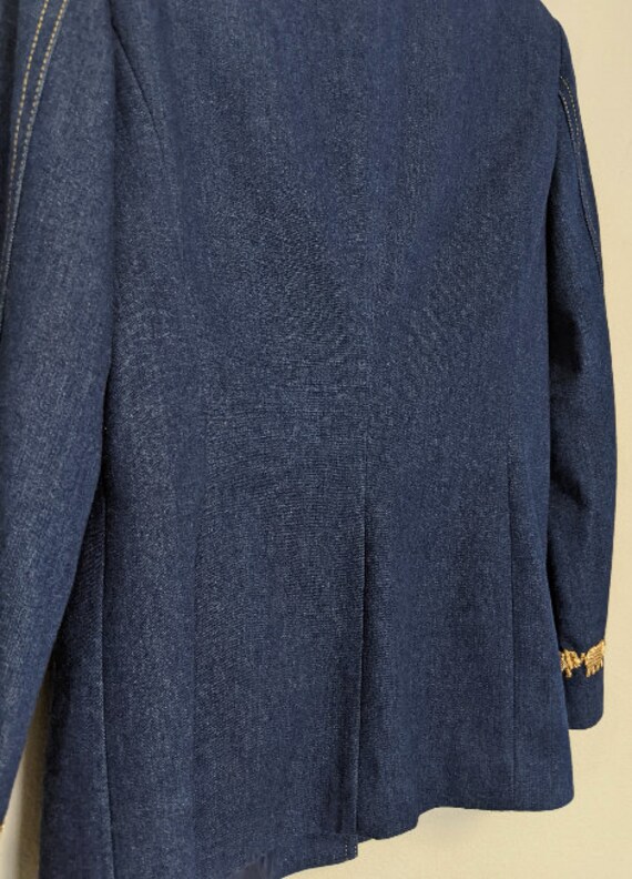 ESCADA エスカーダ デニム ラムレザー ジャケット 40 エルボーパッチ 中古・古着通販】ESCADA (エスカーダ) デニムライダースジャケット