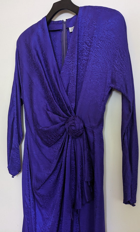 Vintage Argenti Purple Silk Jacquard Faux Wrap Dre
