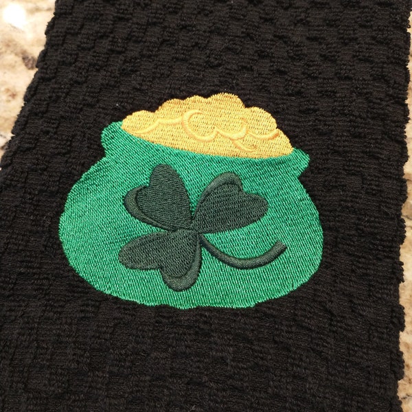 St. Patrick's Day Embroidered Pot of Gold Hand Towel