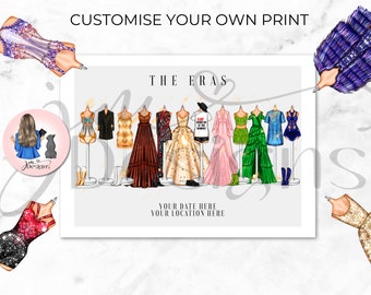 PERSONALISED CUSTOM Eras Of Fashion Inspired Outifts Art Print Merch | Design Your Own Print