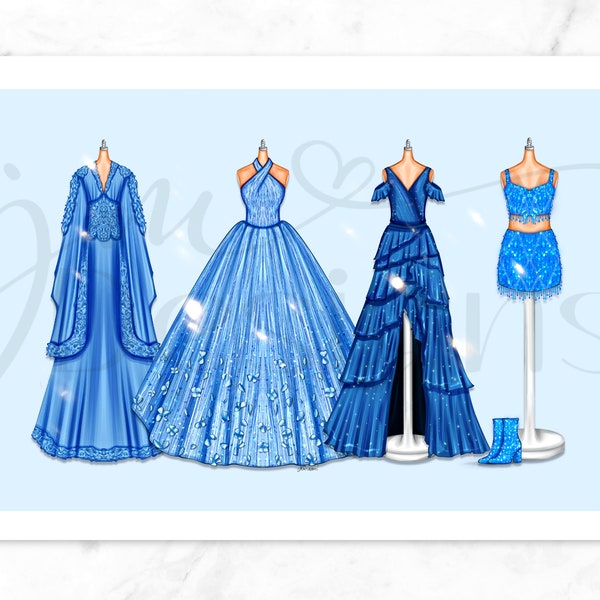 A Vision Of Blue Lineup Inspired Outfit Illustration | Fashion Illustration Print | A4 & 5X7