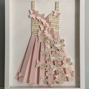 Restoration Hardware réplique 3D art mural plié en papier robe papillon rose 11 x 14