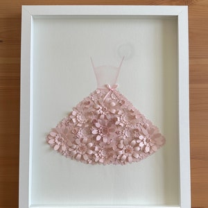Restoration Hardware Replica 3D Glass Framed Wall Art Folded Paper Flower Ballet Dress 11x14 - Spaghetti Strap