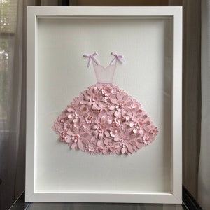 Restoration Hardware Replica 3D Glass Framed Wall Art Folded Paper Flower Ballet Dress 11x14 - Sweetheart